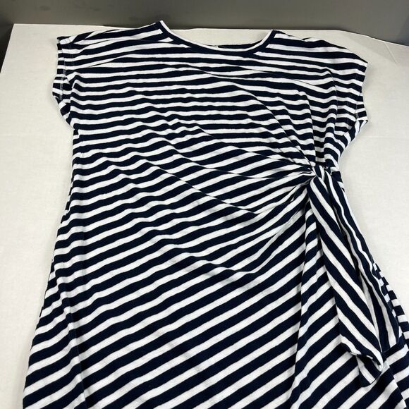 LOFT Striped Midi Dress Tie Waist Casual Coastal Nautical Summer Stretch XL - Picture 3 of 10